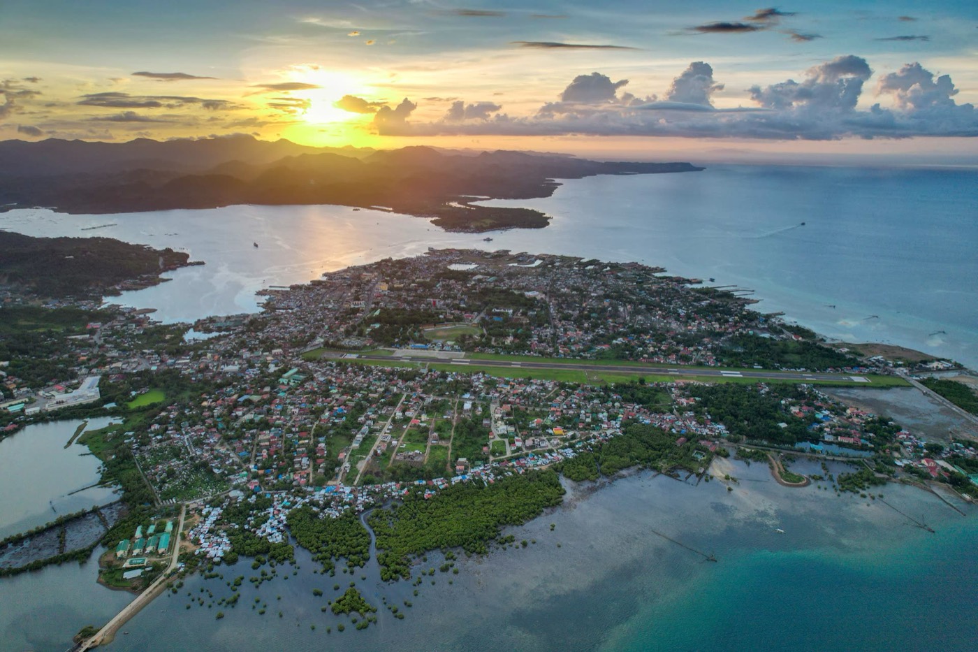 Aerial view of Masbate City at sunset, the province EezyLink was built for
